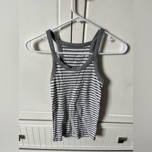 a new day Gray & White Striped Racerback Tank